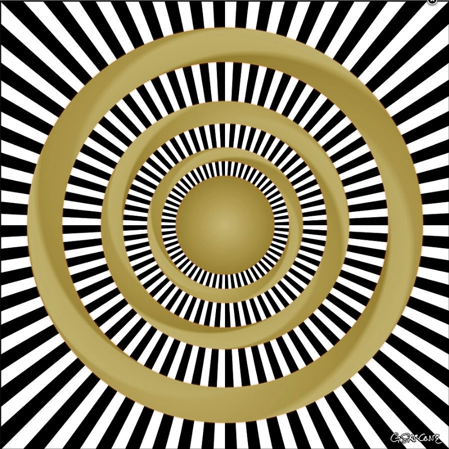 gsarcone's tweet photo. Magnetic Fluids (1995)
My earliest Op’Art work with Kinetic Effects. If you concentrate on the circular golden rings, you may see a vibrating fluid moving around… AvaiLable as prints and canvases from my online gallery: https://t.co/qmJhD3CZbg
#opticalillusion #opart #selfmoving https://t.co/QZuytK7Aj7