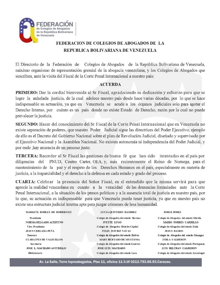 BMarmoldeLeon's tweet photo. De parte de los abogados para el Fiscal ante la Corte Penal Internacional. https://t.co/5qPaD1AIU2