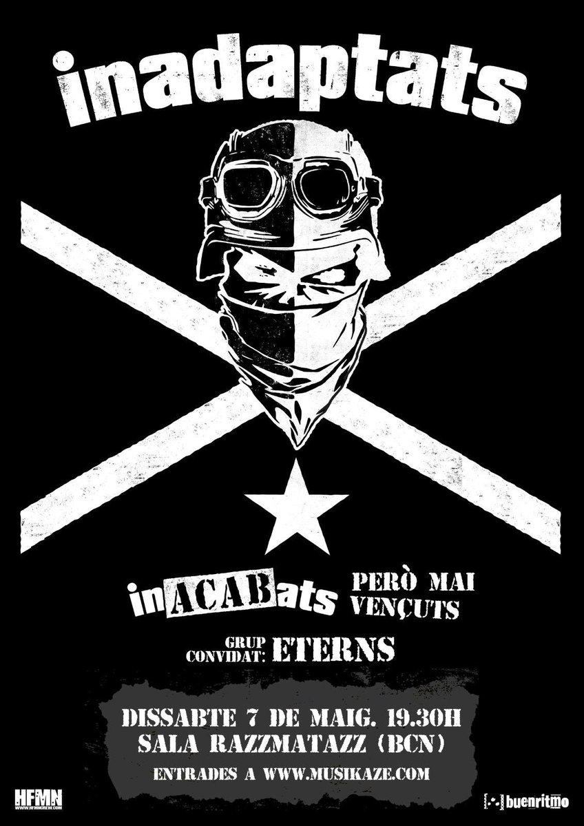 InACABats, però mai vençuts!
Ens veiem al MAIG 2022
Entrades a Musikaze 🎟 bit.ly/ins-BARCELONA
Esdeveniment 📆 bit.ly/3pV-RAZZmatazz
Divendres estrenem videoclip!!! @inadaptatsppcc @eterns16 ✊🏿✊🏿