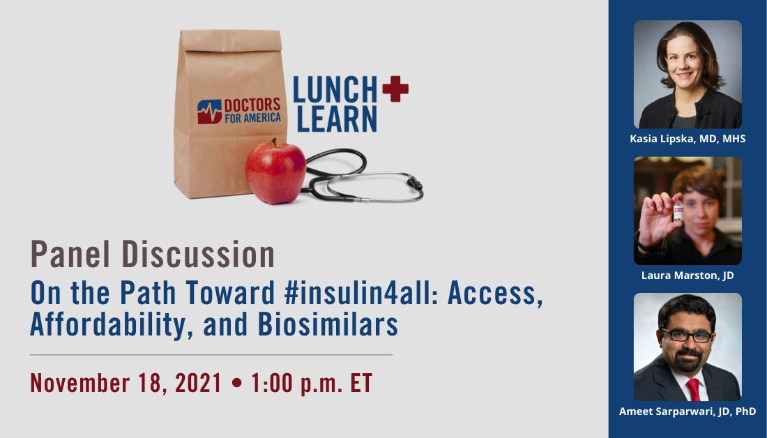 Doctors for America (@drsforamerica) on Twitter photo Attend our Lunch & Learn in observance of #NDAM and the centennial of insulin's discovery, focused on #insulin access & affordability issues + the emergence of biosimilar insulin formulas. We'll be joined by <a href="/klipskaMD/">Kasia Lipska</a>, <a href="/Kidfears99/">Laura Marston</a>, & <a href="/AmeetSarpatwari/">Ameet Sarpatwari</a>. bit.ly/2Y8Kxps Attend our Lunch & Learn in observance of #NDAM and the centennial of insulin's discovery, focused on #insulin access & affordability issues + the emergence of biosimilar insulin formulas. We'll be joined by <a href="/klipskaMD/">Kasia Lipska</a>, <a href="/Kidfears99/">Laura Marston</a>, & <a href="/AmeetSarpatwari/">Ameet Sarpatwari</a>. bit.ly/2Y8Kxps