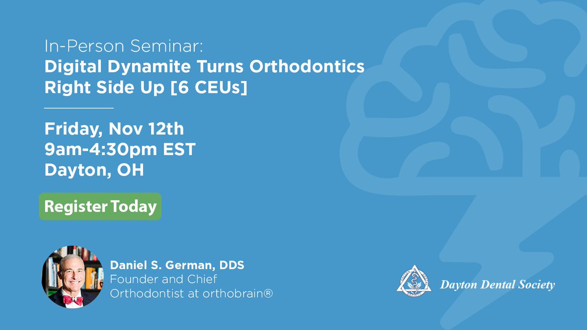 Presented by the Dayton Dental Society, Dr. German will show you why your GP office is the perfect place for patients to receive orthodontic care. 

Register: daytondentalsociety.com/documents/Dr-G…