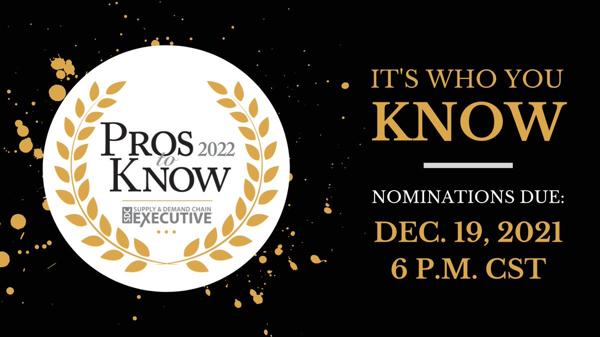 SDCExec's tweet photo. We know a lot of #supplychain industry #pros. Why not introduce us to yours? Nominate your #ProtoKnow at: https://t.co/4dcq07txZd https://t.co/fWVmxH6sPA https://t.co/iJf7f8TSU7