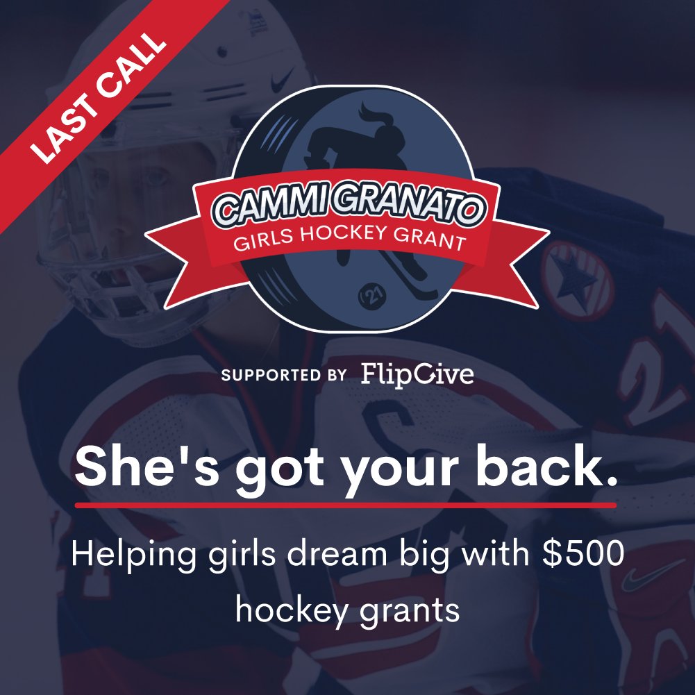 The application deadline for the Cammi Granato Girls Hockey Grant is approaching quickly! Enter for your chance to win $500 for the young athlete in your life and help inspire the next generation of game changers. The Grant closes Nov 6. To apply, visit: bit.ly/3ioExQs