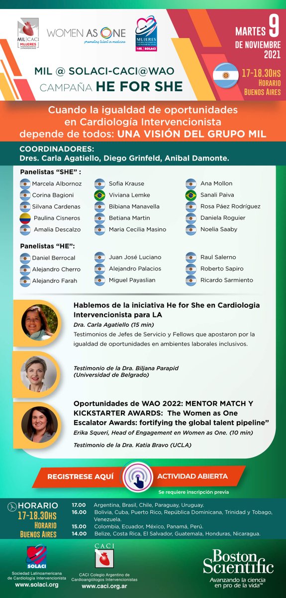 solaci_online's tweet photo. ⭐ Webinar MIL-SOLACI-CACI-Women as One 
👉 Tema: Campaña He for She: Cuando la igualdad de oportunidades en Cardiología Intervencionista depende de todos: Una visión del Grupo MIL
🗓  09/11 - 17h (UTC -3)
✅ Evento abierto y gratuito
Regístrese 👉 https://t.co/ltU6mYIiM5 https://t.co/RROE4HrCmK