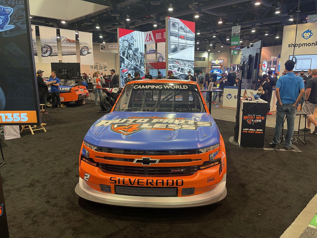 GMSRacingLLC's tweet photo. 🗣 Attention all #SEMA goers! Stop by booth 11355 to see our No. 2 @liftkits4less / #AutoParts4Less show truck up close and personal! While you’re there, learn all about the NEW https://t.co/NlfHNMb5Fn!
#WeAreGMS | #NASCAR https://t.co/mFrNphX3SQ