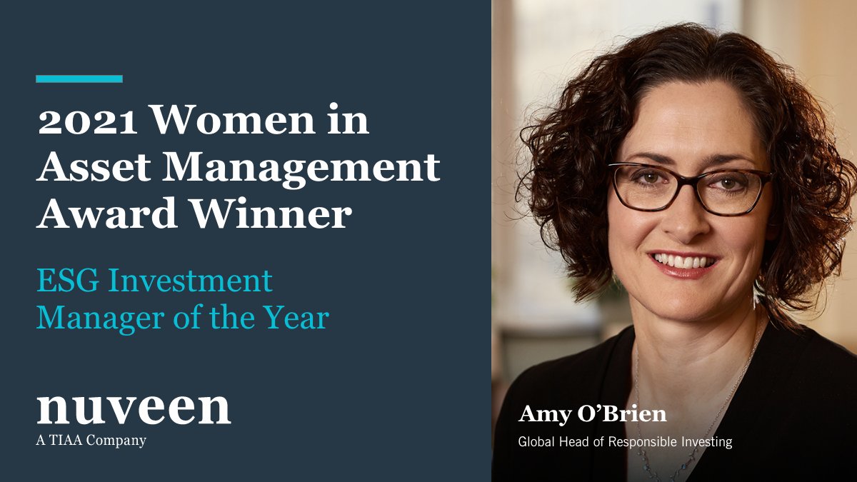 NuveenInv's tweet photo. Congratulations to Nuveen’s Amy O’Brien on being honored with the 2021 Women in Asset Management Award for ESG Investment Manager of the Year! #WIAMAwards https://t.co/yEREoNNLsB https://t.co/p2C9ENu5SQ