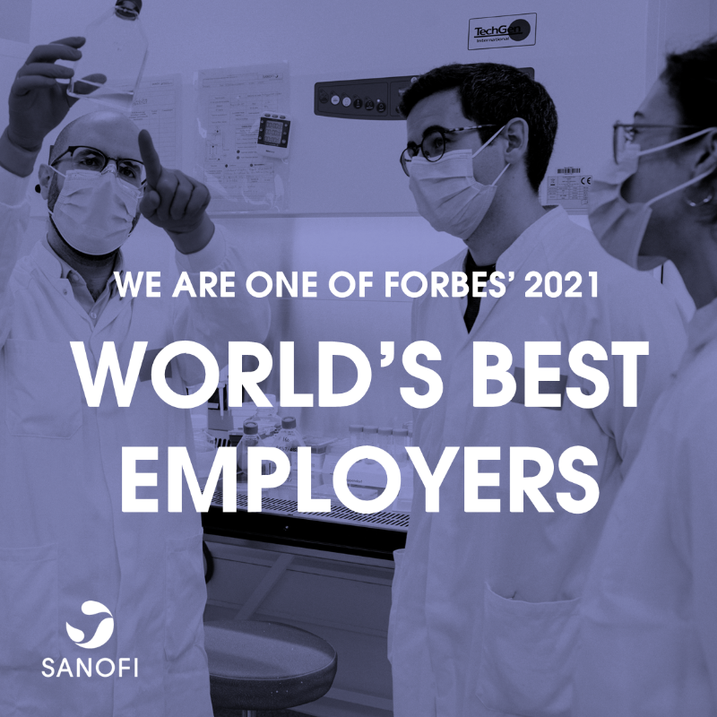 sanofi's tweet photo. We are named one of the world's best employers in 2021 by @Forbes, ranking 56/750 globally and #1 in our industry! Join our team and start your journey at Sanofi today.