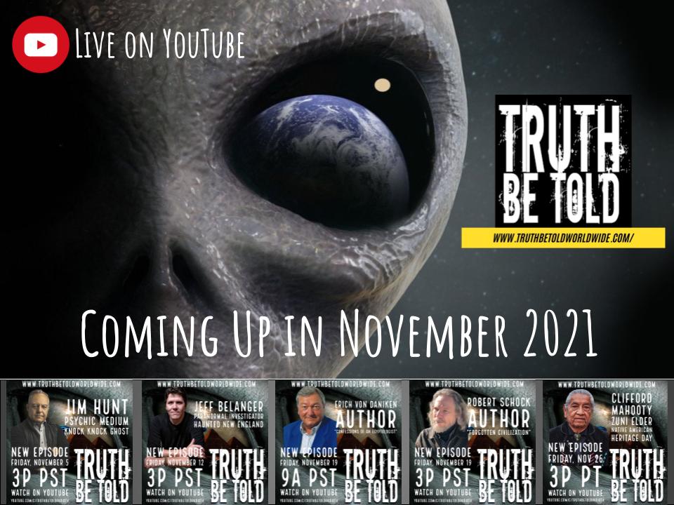 ParanormalKlub's tweet photo. November's shows will deliver some heavy-hitters: psychic medium Jim Hunt, Emmy-winning producer Jeff Belanger, a double-header with Erich Von Daniken & Dr. Robert Schoch, and Zuni elder Cliff Mahooty! https://t.co/sJPLobNve1 #podcast #livestream #video #live #weeklycontent https://t.co/AMMRIp0jSG