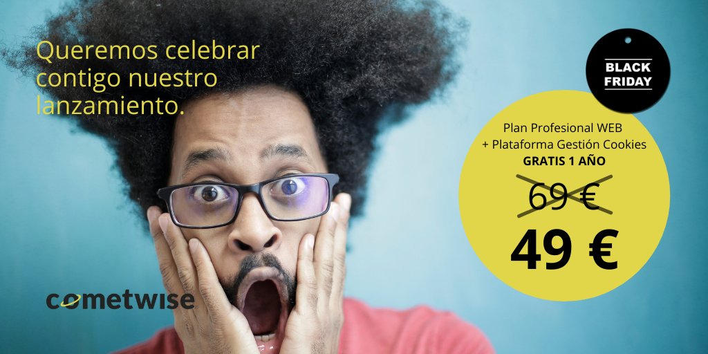 cometwise_esp's tweet image. ‼️Queremos celebrar contigo el🚀lanzamiento de @cometwise_esp‼️ Disfruta de esta oferta #blackfriday al contratar nuestro plan para tu🖥️#páginaweb antes del 30 de noviembre

👉cometwise.com/#/pricing

#textoslegales #websdeconfianza #sitiosweb #rgpd #lopdgdd #lssice #cookies #cmp
