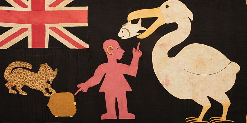 HearstMuseum's tweet photo. This Saturday, learn about Asafo flags, the militia insignia of the Fante in Ghana. Dr. Gus Casely-Hayford and Karun Thakar will discuss what the flags’ patterns reveal about the communities who made them and the performances in which they play a part. https://t.co/0ndBjT4BWw https://t.co/idNylMaL5P