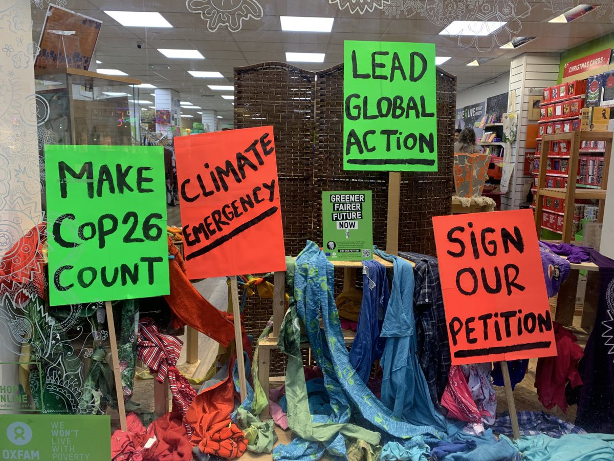 #COP26 Oxfam Manchester window display. Please sign our petition actions.oxfam.org/great-britain/…