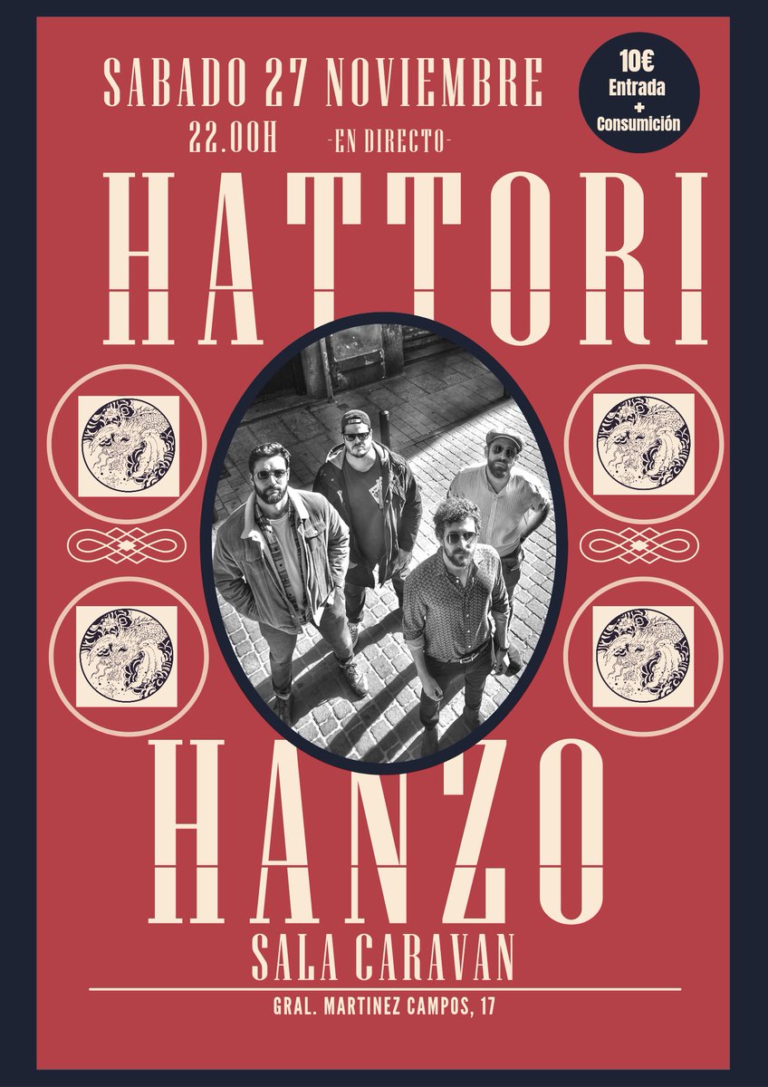 Hattorihanzomu1's tweet photo. 27 de noviembre Hattori Hanzo en la Sala Caravan! No nos falleis 🎫🔥⬇️⬇️⬇️Entradas⬇️⬇️⬇️
https://t.co/L2BkemjDX2 https://t.co/QwX898XUP6
