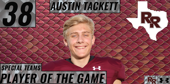RoundRockFB's tweet photo. Congratulations to our Varsity Players of the Week! | Vista Ridge

❌: Leonard Moore
⭕️: Mason Schuler
Special Teams: Austin Tackett https://t.co/UAamkzhmrC