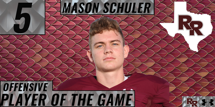 RoundRockFB's tweet photo. Congratulations to our Varsity Players of the Week! | Vista Ridge

❌: Leonard Moore
⭕️: Mason Schuler
Special Teams: Austin Tackett https://t.co/UAamkzhmrC