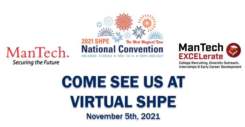MANTECH's tweet photo. ManTech is excited for the #SHPE2021 Virtual Career Fair on Nov. 5th!  Stop by and #MeetManTech to learn more about our software engineering &amp; development roles in intel &amp; #defense. Learn how you can be part of safeguarding our national and virtual borders! 
@SHPE https://t.co/rvfI1s6fEl