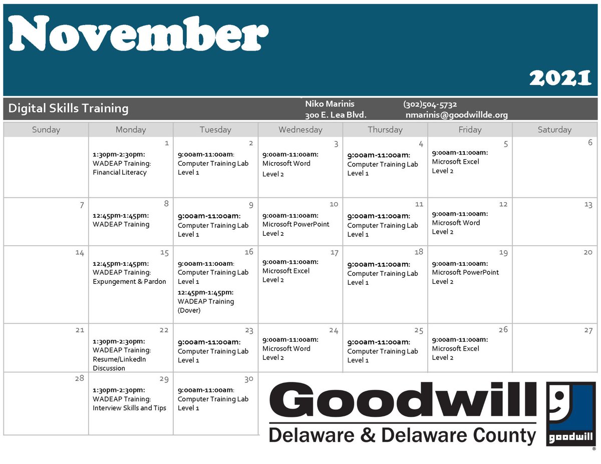 Want to develop computer skills, create a resume or get help finding a job? Visit the Goodwill Job Resource Center in Wilmington, DE for no cost assessments, training, and certification.

bit.ly/3zWiuqa