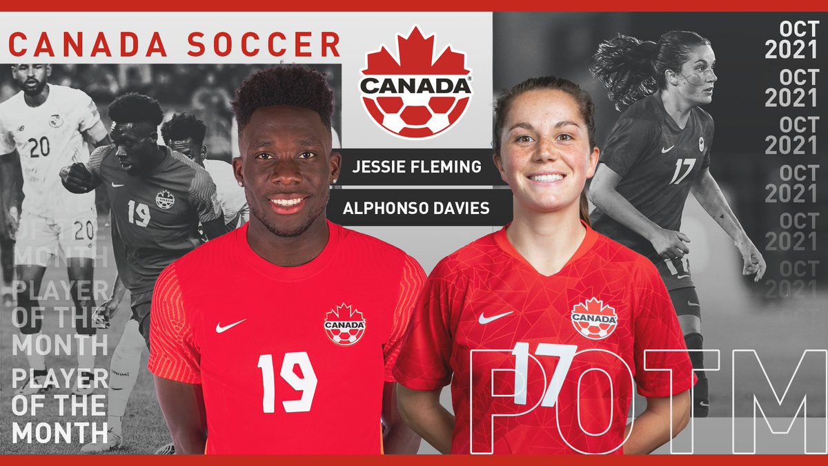 CanadaSoccerEN's tweet photo. Alphonso Davies and Jessie Fleming named Canada Soccer’s Players of the Month. #CANMNT #CANWNT

https://t.co/bWwSkcOOI1 https://t.co/2kjpr0y8Qe