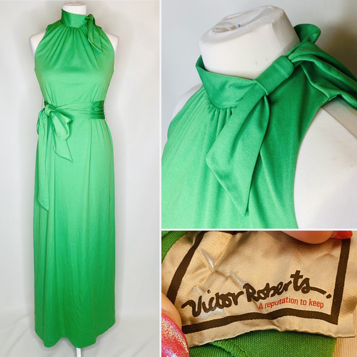 GeorginasVintag's tweet photo. Stunning Victor Roberts, 1960s, evening dress, size 12/14, £40 inc 🇬🇧 p&amp;p #georginasvintage #victorroberts #1960sdress #versatiledress #matchingbelt #greendress #evenjngdress https://t.co/FuikhSxG6m