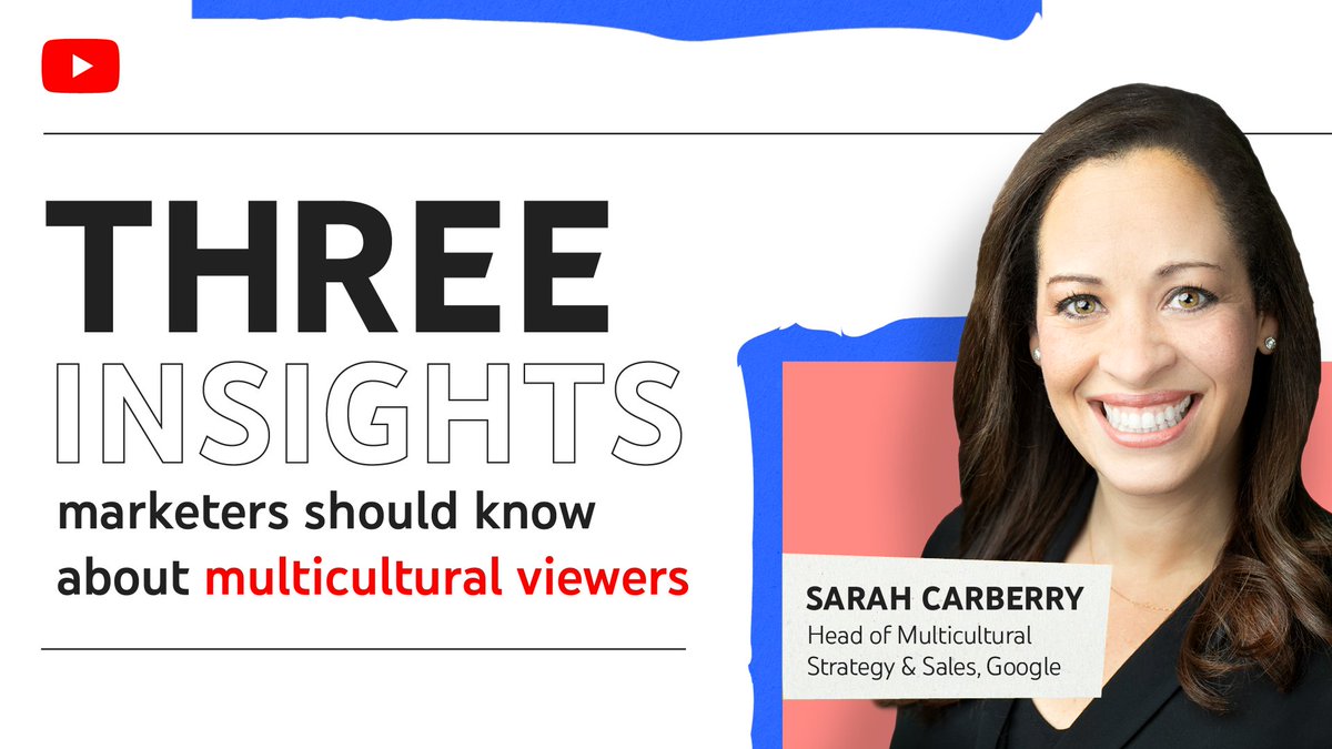 YTforBusiness's tweet photo. Audiences are more diverse, more socially conscious, and more digitally native than ever before.
Explore what this means for marketers → https://t.co/MlmWeOVsSk
#YouTubeMulticultural #ctv https://t.co/hYZIlacG8i
