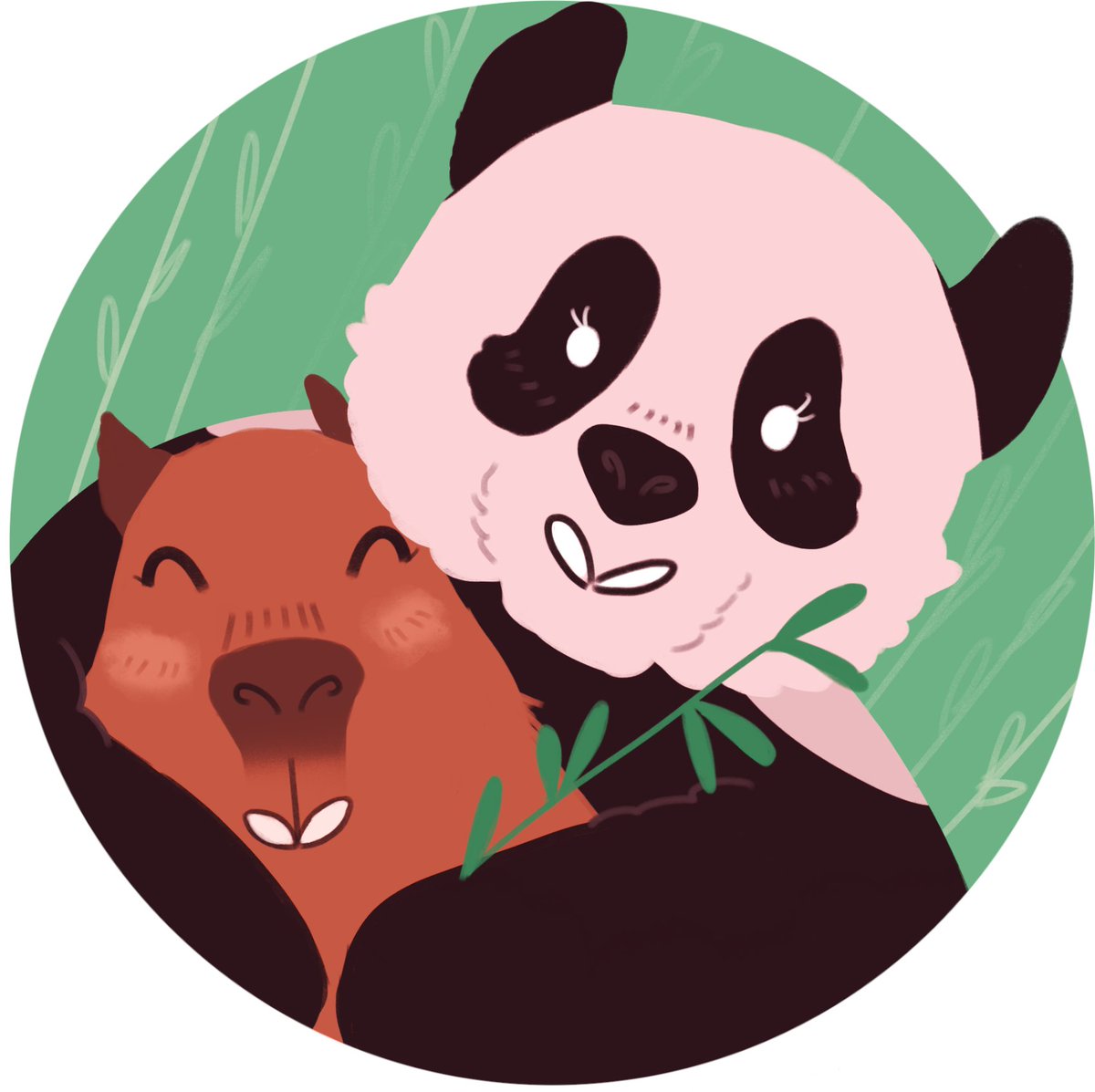 ghulesdraws's tweet photo. Here is #4 of Capybara-Friend-Week for work and they are with a very cuddly panda friend.🤗

#capybara #capybaras #capybaralove #capybaralife #panda #pandabear #pandalove #animalfriends #animalart #animaldrawing #digitalart #illustration #procreate https://t.co/FoPN1m5a84