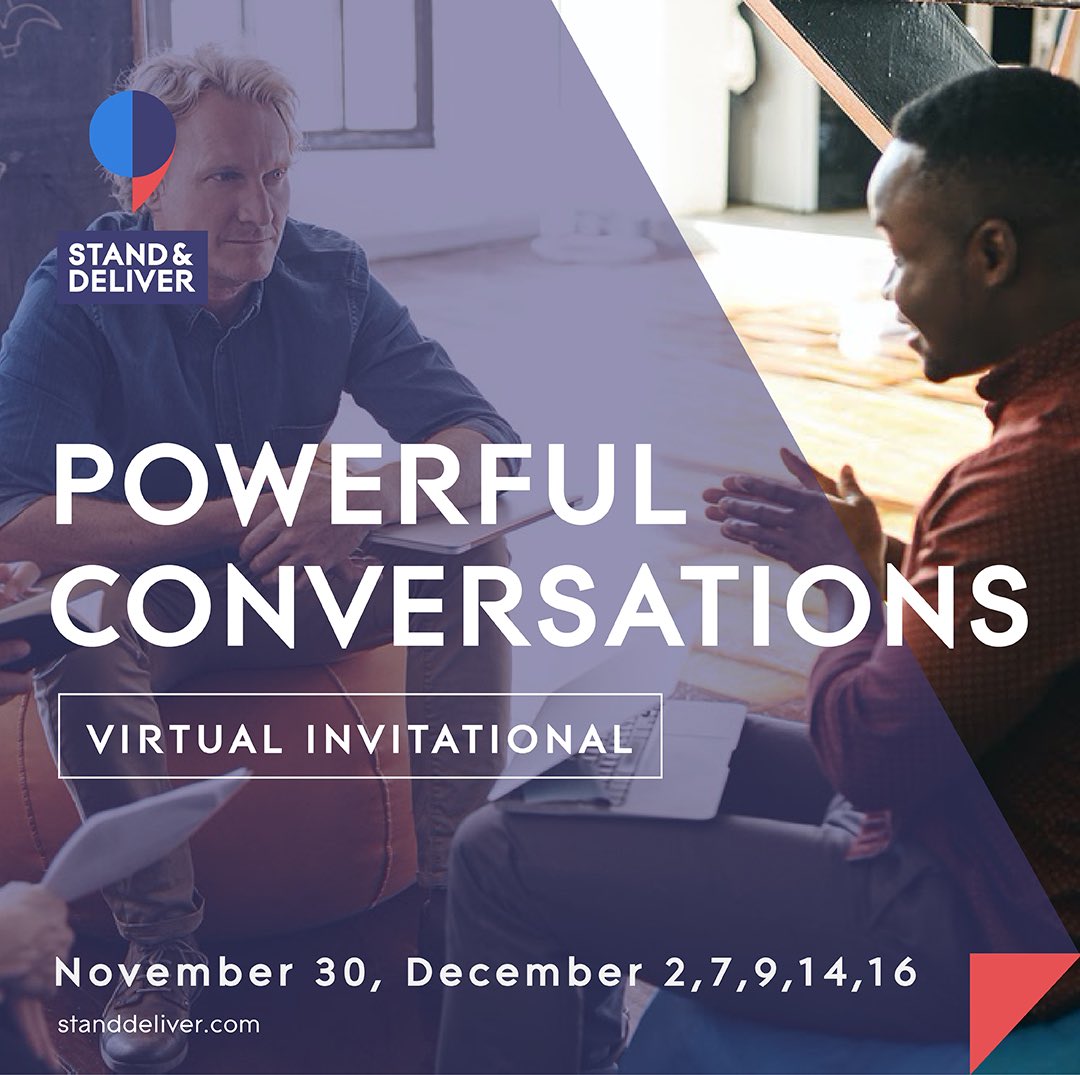 StandDeliverGrp's tweet photo. Join us for our Powerful Conversations Invitational starting on November 30th.
https://t.co/w9GiaRtQbV series-for-2021-tickets-139047373437 #powerfulconversations #standdeliver #communicationtraining #leadershipdevelopment https://t.co/CAJMpbSoFd