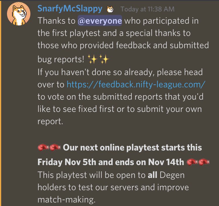 Volta_crypto's tweet photo. The next @NiftyLeague online brawler playtest is this Friday! And ANYONE who owns a #DEGEN can play globally. Can't wait. 🔥

#NFTs #NFTgame https://t.co/TVlOLCSnPU