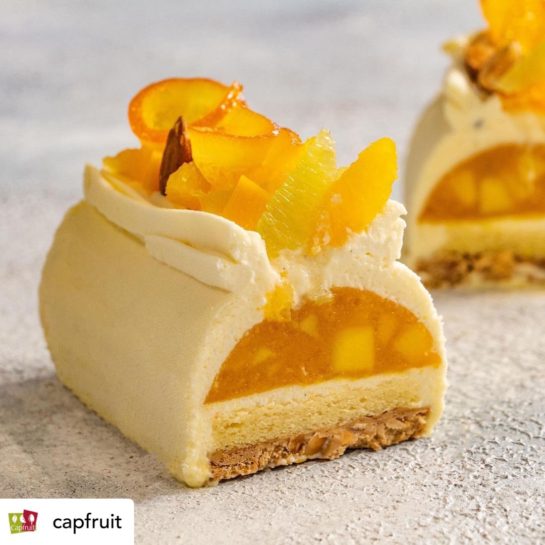 tcfinefoods's tweet photo. It’s #WorldVeganMonth, and we’re celebrating with this sensational creation from @NinaMetayer, using FIVE #vegan #Capfruit purèes - Bergamot, Mandarin, Mango, Almond and Zest Lemon. https://t.co/2BSiobJcJA