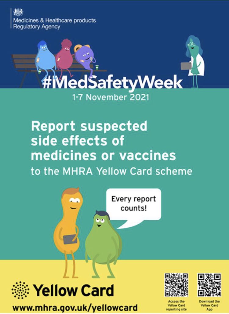 This year we are raising the awareness of reporting adverse reactions to vaccines. Reporting suspected side effects will help future vaccines #MedSafetyWeek <a href="/ULHT_MOpS/">ULHT Pharmacy and Medicines Optimisation & Safety</a>
