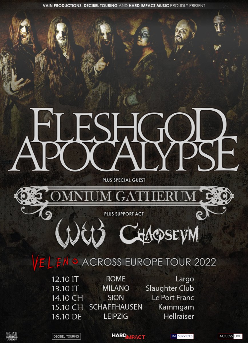 • <a href="/webdarkmetal/">W.E.B.</a> hits the road with <a href="/FApocalypse/">Fleshgod Apocalypse</a> next Fall!

Oct 12 2022 - Rome, IT - Largo
Oct 13 2022 - Milano, IT - Slaughter Club
Oct 14 2022 - Sion, CH - Le Port Franc
Oct 15 2022 - Schaffhausen, CH - Kammgam
OCT 16 2022 - Leipzig, DE - Hellraiser