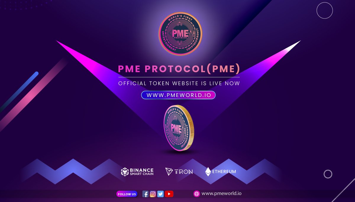 PME PROTOCOL (PME) - World's First Entertainment Cryptocurrency Official Token Website is Live Now. pmeworld.io
Stay Tuned ⚡

#PME_PROTOCOL #PME #cryptocurrency #CryptocurrencyNews #NewcoinListing #Coinlaunch
#crypto