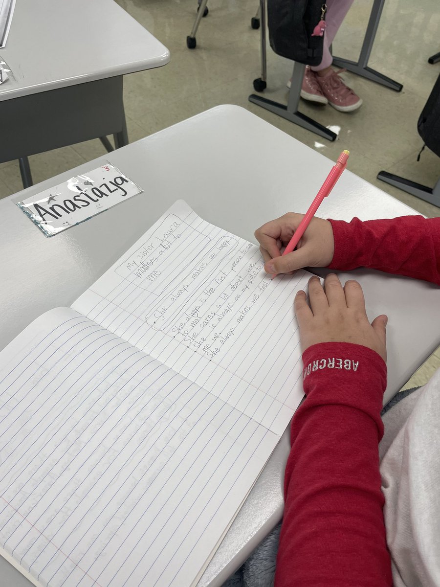 MsKovatchis's tweet photo. Students are doing a great job of gathering ideas for opinion writing by thinking about people who matter to them and giving reasons and evidence! #wdsd7 https://t.co/3YoDL7bxKD