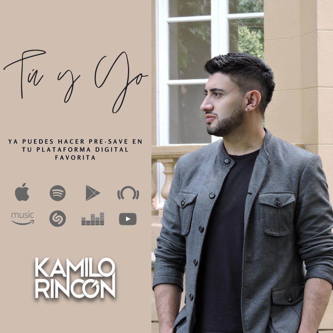 KamiloRoficial's tweet photo. ¡Agradezco a Dios las oportunidades y a ustedes todo el apoyo que le dan a sus artistas preferidos! Este viernes estará disponible "Tú y Yo" en todas las plataformas. Por ahora pueden hacer pre-save y no olviden escucharla y compartirla ese mismo día. https://t.co/A2Ex3VNcPf