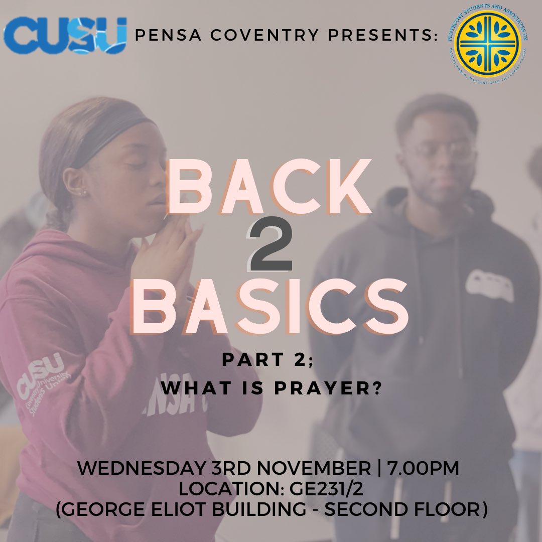 Hey guys, hope you’re all well!

We will be continuing our Back 2 Basics series tomorrow!

In Part Two, we will be discussing Prayer 🙏🏽 

And as always, remember to bring a friend!

See y’all tomorrow 🤍

P.S. Remember to bring your student ID so you can get into the building.