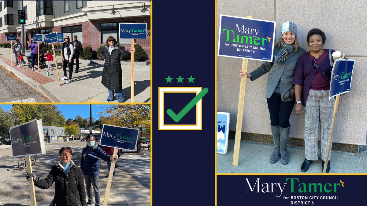 MaryTamerBoston's tweet photo. Today is the last day to vote #TeamTamer for District 6. I am so grateful for the support I’ve received on the campaign trail over the past few months, now let’s make sure it translates to the polls. Get out there and vote - every vote counts! https://t.co/Z6xhJtWpBI
