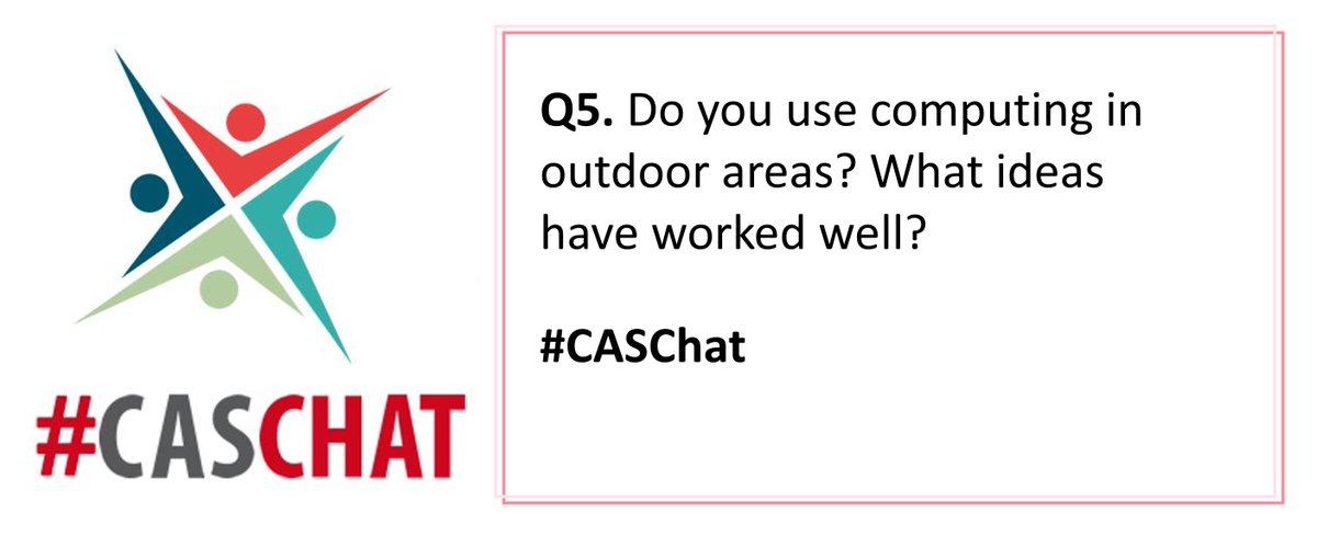 caschat_uk's tweet image. @Computing_4Kids 
Q5. Do you use computing in outdoor areas? What ideas have worked well?
#caschat