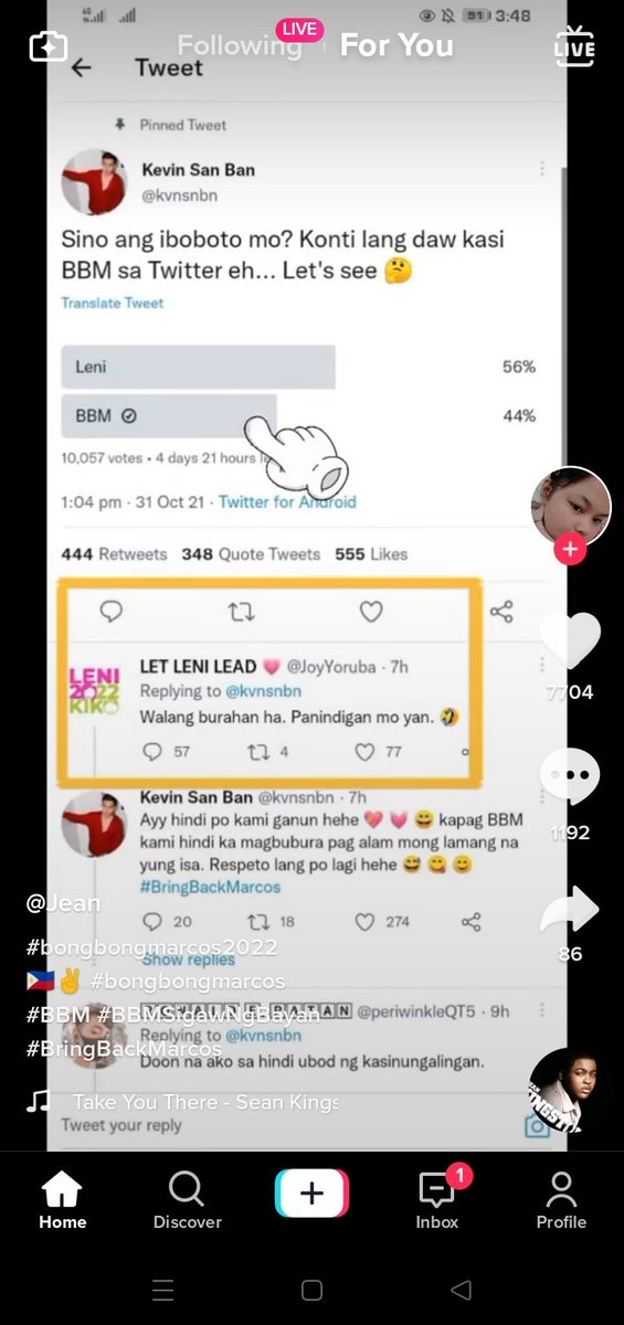 JeromeAmigo's tweet photo. @kvnsnbn Kakakita ko lang sa Tiktok kaya ako naparito upang i boto si BBM. ok lamang mamaleni nyo pero bakit ngayun hindi na so Dinaya nnaman?. patawa nnaman kayo. BBM SOLID SUPPORTER. BRING BACK MARCOS. https://t.co/YijNDBP1Le