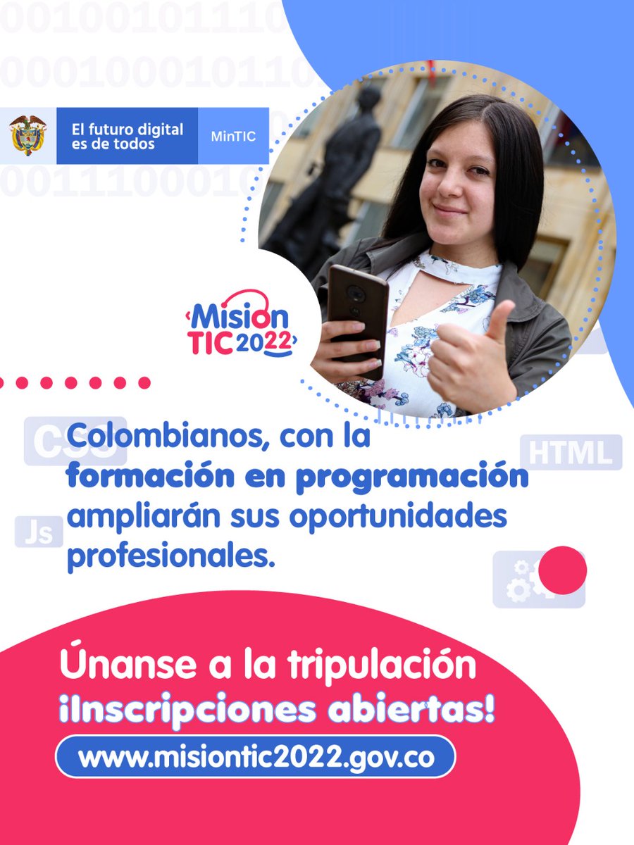 CundiDigital's tweet photo. #Atención, si eres Tripulante TIC: ¡tú puedes ser uno de los #100KProgramadores! De allí la importancia en que
finalices tu formación en el programa #MisiónTIC2022. 🧐Si eres un estudiante que deserta no podrás inscribirte a la convocatoria vigente.¡No pierdas esta oportunidad! https://t.co/nGvgtKHhJX