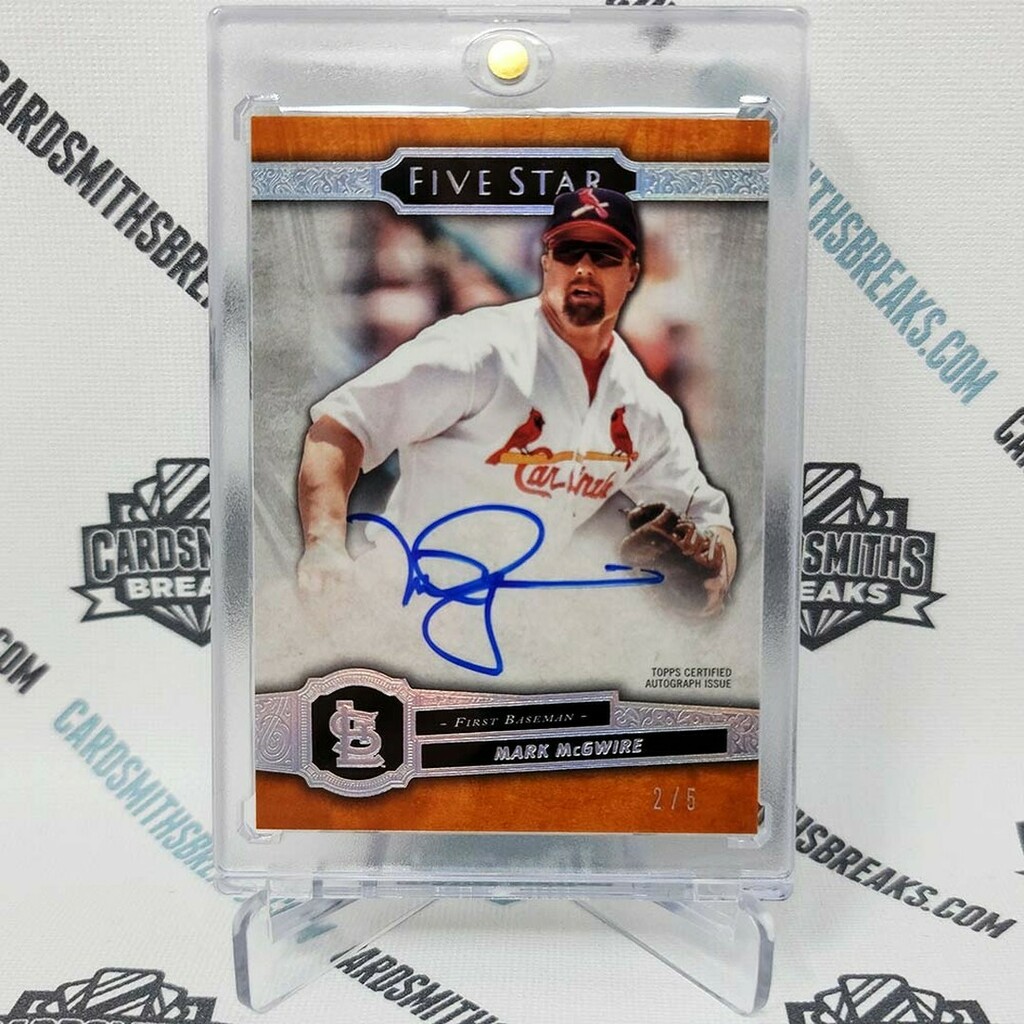 cardsmithsbreak's tweet photo. Mark McGwire Autograph Orange Parallel #/5 from 2021 Topps Five Star Baseball! #csbheat #topps #fivestarbaseball #baseballcards #sportscards #tradingcards #markmcgwire #stlouiscardinals https://t.co/UhjcqOZ3Ei https://t.co/E6x7trXk81