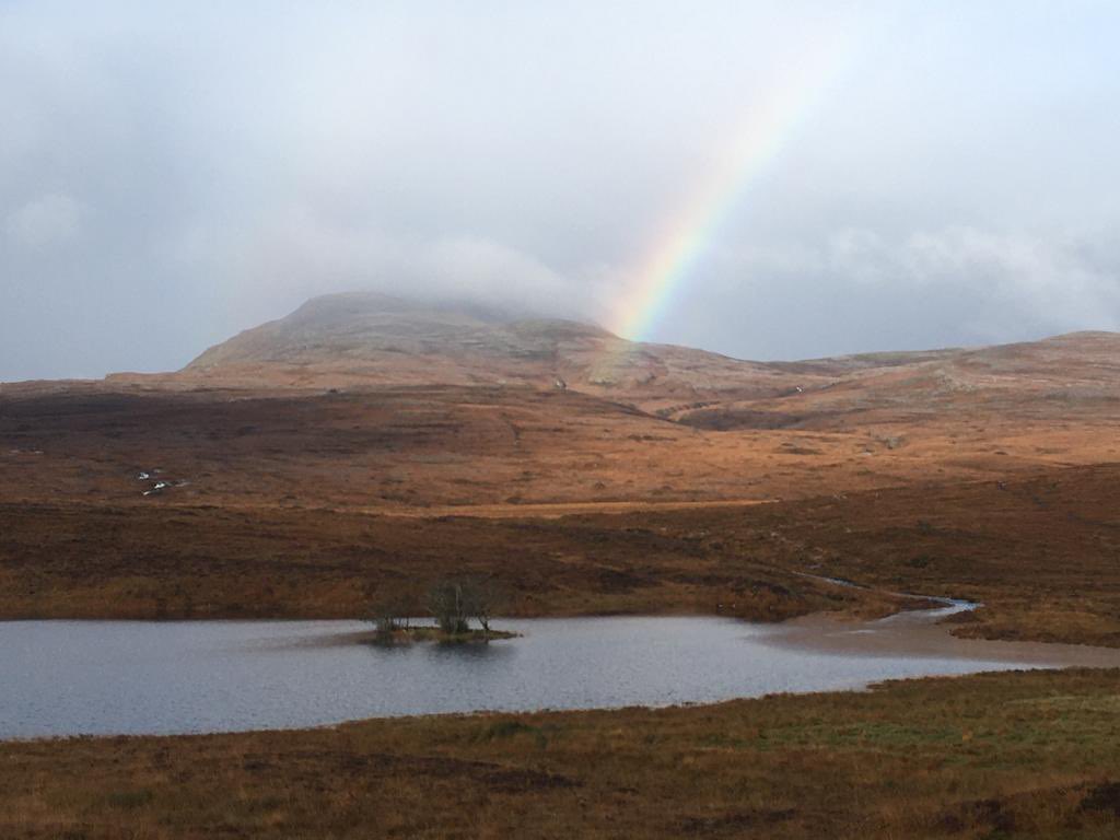 dizzylynn's tweet photo. Bit of a dreich day but this lovely rainbow kissed Canisp for a few glorious minutes. Sending light to anyone that needs it #Highlands #Canisp #Rainbow https://t.co/C7KjUa1COf