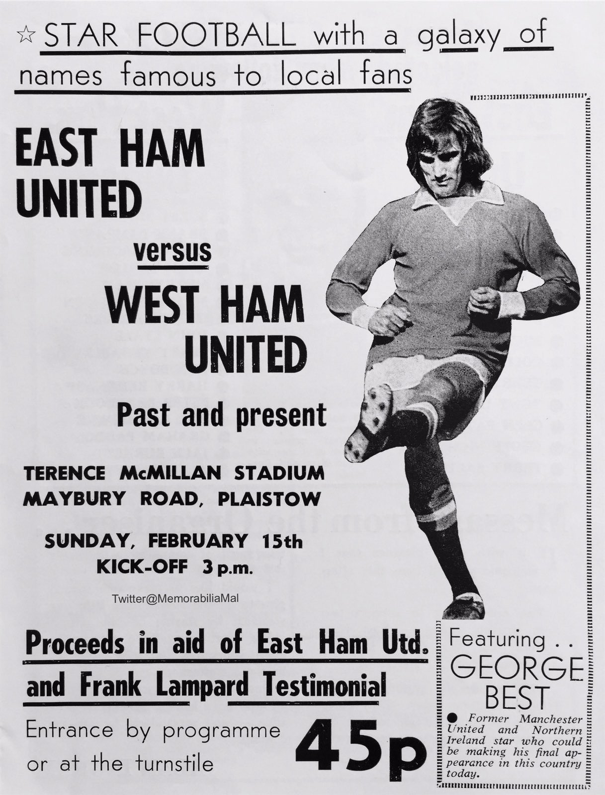 Mal Winkles - Football Nostalgia on Twitter: "East Ham United West Ham United Past &amp; in aid East Ham &amp; Frank Testimonial 15/2/76 https://t.co/5211IO0lrH" / Twitter