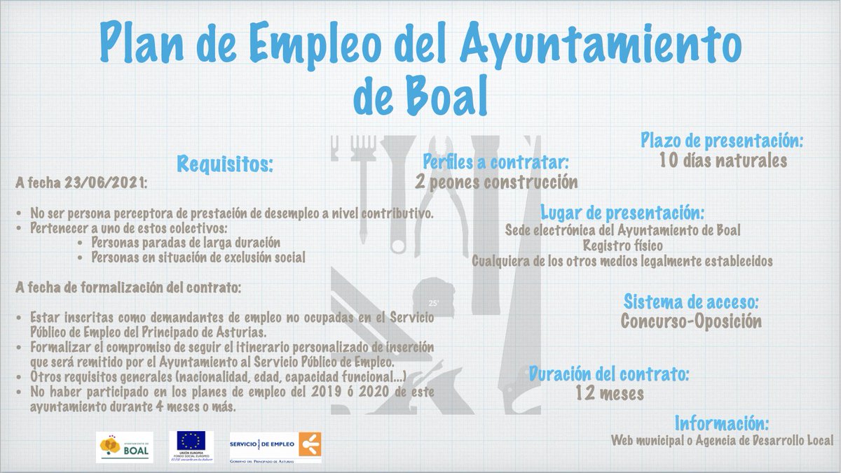 Plan de empleo del Ayuntamiento de Boal