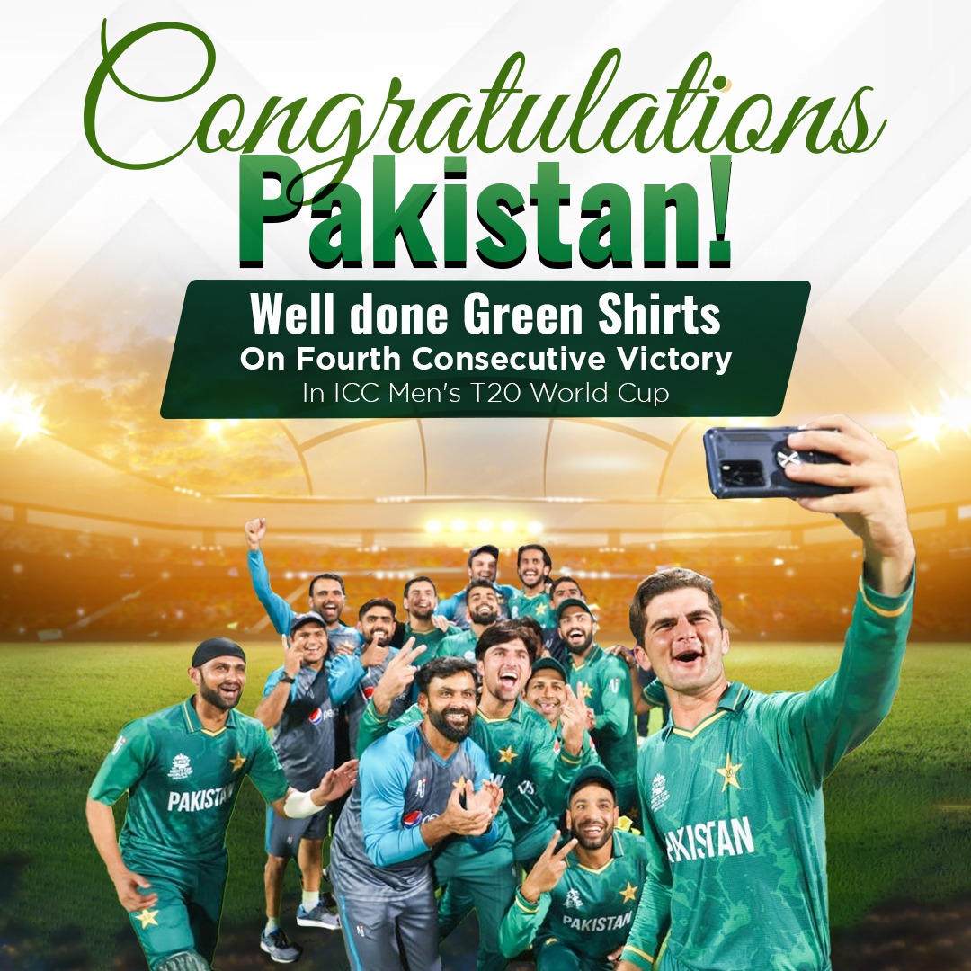 PakPMO's tweet photo. Impressive Cricket !🇵🇰🇵🇰🇵🇰

Congratulations Green Shirts on 4th consecutive spectacular victory.

More Power Team #Pakistan

#WeHaveWeWill
#PAKvsNAM
#T20WorldCup https://t.co/TcDNrFG9A4