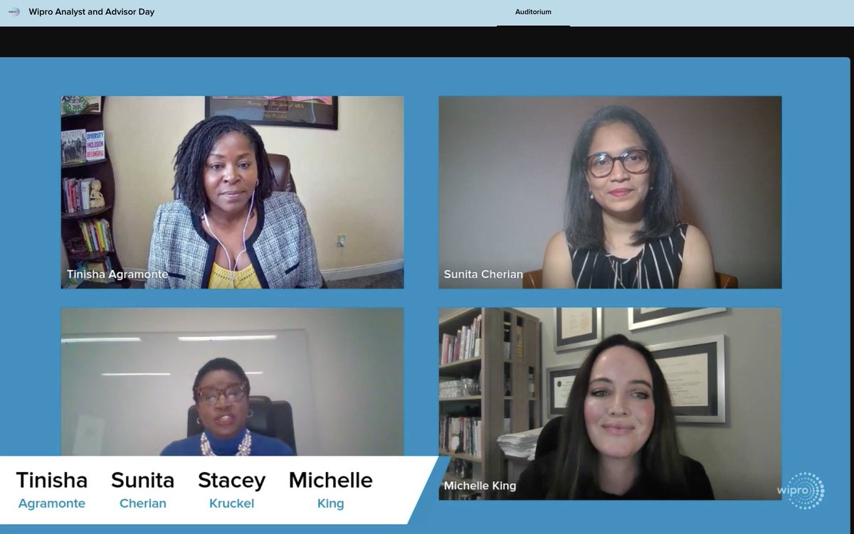 Great way to close #WiproAnalystDay with <a href="/TinishaAgramon2/">Tinisha Agramonte</a> <a href="/CherianSunita/">SunitaCherian</a> @michellepking and Stacey Kruckel focusing on #inclusion #Diversity