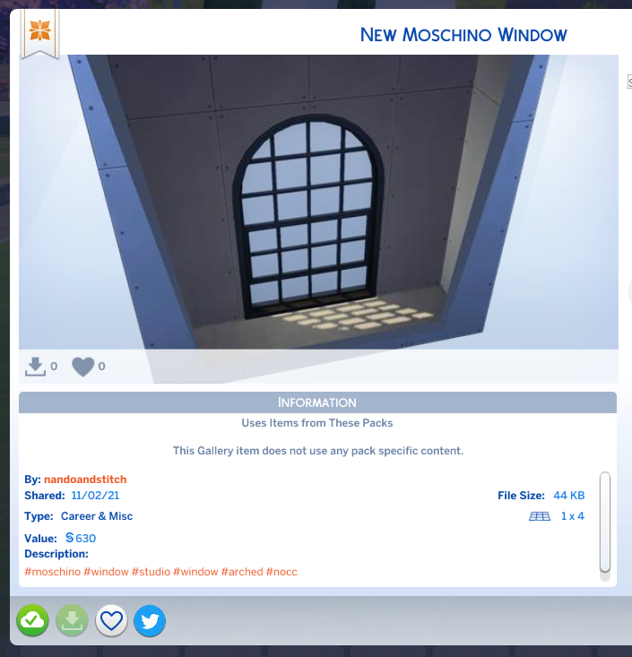 haus_of_nando's tweet photo. 📢 SIMS BUILDERS!

I've uploaded the new "Moschino" Window CC-free for you to download! It comes in all of its swatches and you can easily copy it from there.

Gallery-ID: nandoandstitch

Grab it here already so you can use it in your builds! https://t.co/eyIdkwY7wk