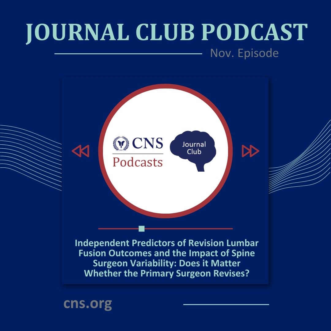 CNS_Update's tweet photo. November's episode of the Journal Club Podcast is live! Tune in to learn more about the difference between primary vs different surgeons on the functional outcomes of revision lumbar fusion. Listen on our website: https://t.co/FHEx3K0bVi #journalclubpodcast
@MeganEHStill https://t.co/gaRJ0ARri4