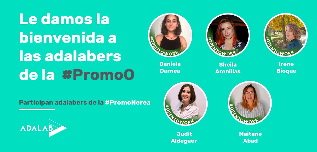 Adalab_Digital's tweet photo. 🙌🏻 Agradecer también por aquí la participación de las #adalabers de la #PromoNerea @gisediett, @sheiiiilaa18, @Irenillab, @JuditAldeguer y @MaitaneAbad, que vinieron a contar su experiencia y a compartir tips con las nuevas alumnas de la #PromoO en la sesión de bienvenida de hoy. https://t.co/7KK8rXpOlq