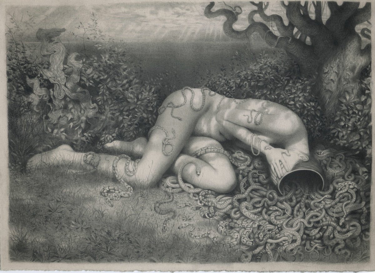 One time I drew a buncha snakes, putting out a print of this one next week