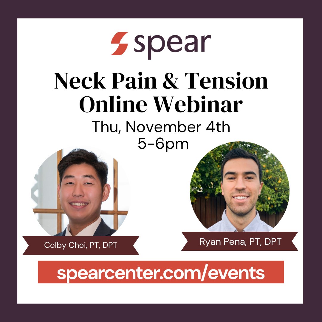 If you’re dealing with neck pain and tension, please join us for our free webinar this Thu, 11/4 at 5pm to learn more about what’s going on in your body! 🗣

Sign up here: eventbrite.com/e/neck-pain-te…⭐️