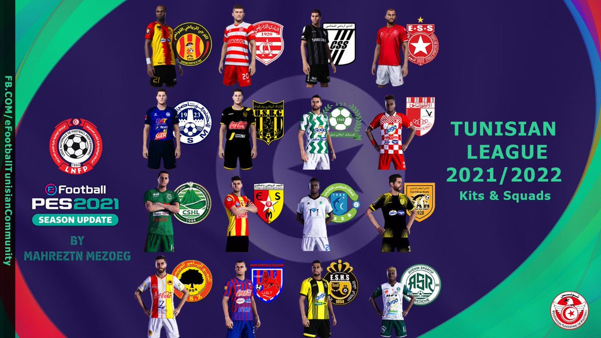 MartyCharginis's tweet photo. PES 2021 of Tunisian league saison 2022 with africain teams and all PES leagues and teams Updated
TED: Mahrez Horchani          
Kits : Mazen Header
Designer : Imtyez Chaibi

Tunisian league with Africain Teams
https://t.co/JildnrDvha

Tunisian league Only
https://t.co/NpxexalT6g https://t.co/J8C5jNtfXD