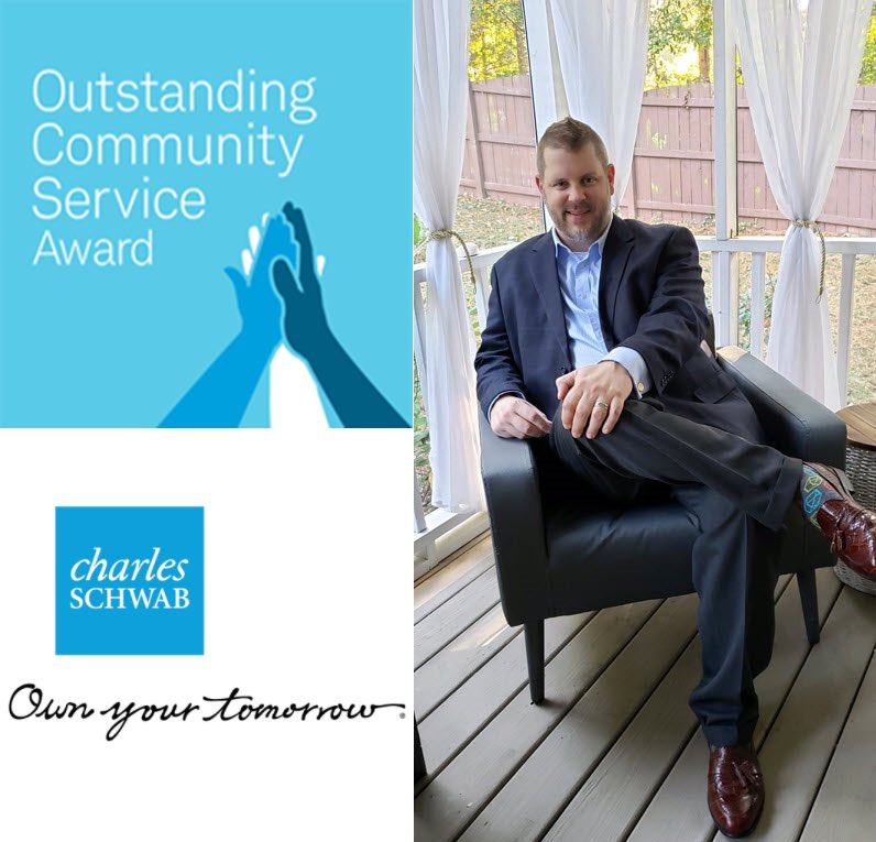 BBailey_PO's tweet photo. Honored and humbled to receive an Outstanding Community Service award. Recognition for my volunteer work not only with @CampCarefree but also with @CharlesSchwab Volunteer Week (specifically financial literacy with @WakeBGC) is truly inspiring and a source of pride and gratitude. https://t.co/fbilGYrVtP